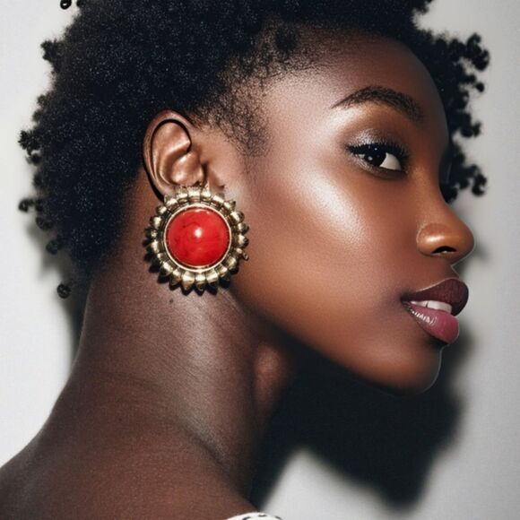 NWT ZARA STONE SUN EARRINGS - Picture 5 of 6